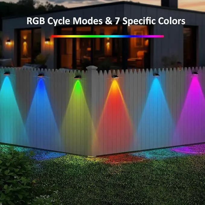 Solar Fence Lights Outdoor - IP65 Waterproof, 3000/4000/6000K & RGB Fence Lights Solar Powered, Deck Light for Outside Backyard, Patio, Deck, Stair Handrail, Pool and Wall (2PK) by GreenHaven Gardens