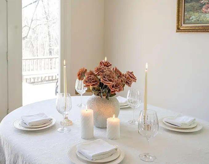 White Ceramic Vase Flower Vase, Big Textured Round Vase for Centerpieces, Kitchen, Living Room, Bedroom Decor Gifts by GreenHaven Gardens