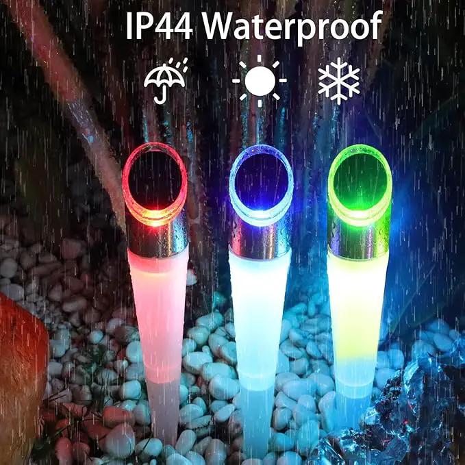 pearlstar Solar Lights Outdoor Garden Pathway Lights LED White&Color Changing Lights Landscape Lighting Waterproof for Path Lawn Patio Yard Walkway Driveway,4 LED Bulbs& 2 Lights Effect (6pack) by GreenHaven Gardens