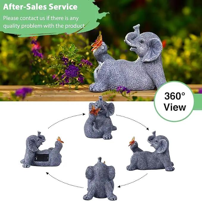 Goodeco Elephant Statue with Solar Butterfly - Ideal Gifts for Women, Mom or Birthdays, Beautifully Crafted Outdoor Decorations to Wow Your Guests by GreenHaven Gardens