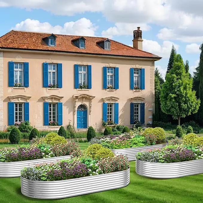 3 Pack Galvanized Raised Garden Bed Outdoor,Metal Garden Bed for Vegetables,Steel Raised Beds for Gardening,Above Ground Garden Box for Flower-45x20 inch by GreenHaven Gardens