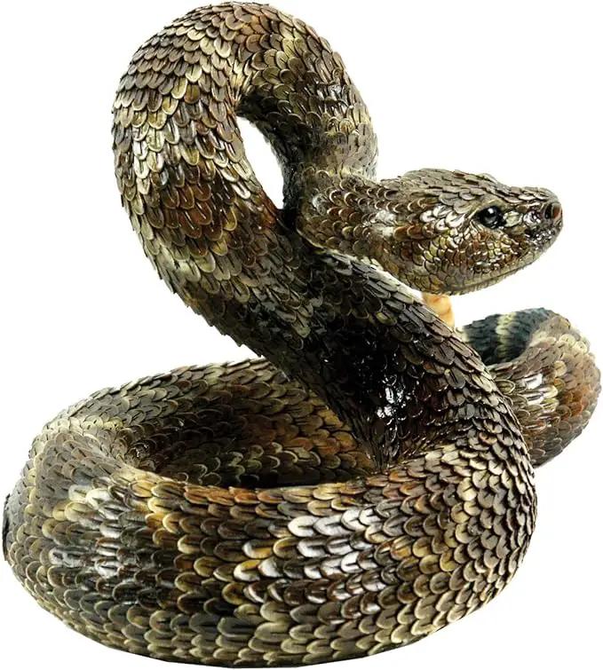Michael Carr Designs Western Diamondback Rattlesnake L - Outdoor Snake Figurine for gardens, patios and lawns (80057),Brown by GreenHaven Gardens