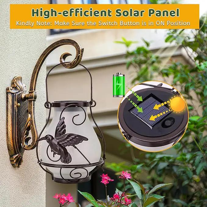 Solar Lanterns, Hanging Outdoor Lantern with Hummingbird LED Flickering Flameless Candles, Solar Lanterns Outdoor Waterproof for Table Party Decorative Yard Pathway (Hummingbird) by GreenHaven Gardens