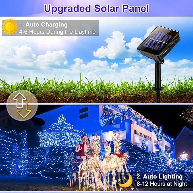2 Pack Solar String Lights for Outside, Each 40Ft 120 LED Solar Lights Outdoor, 8 Modes Waterproof Solar Powered Fairy Twinkle Light for Backyard Patio Tree Party Garden Decoration, Blue by GreenHaven Gardens