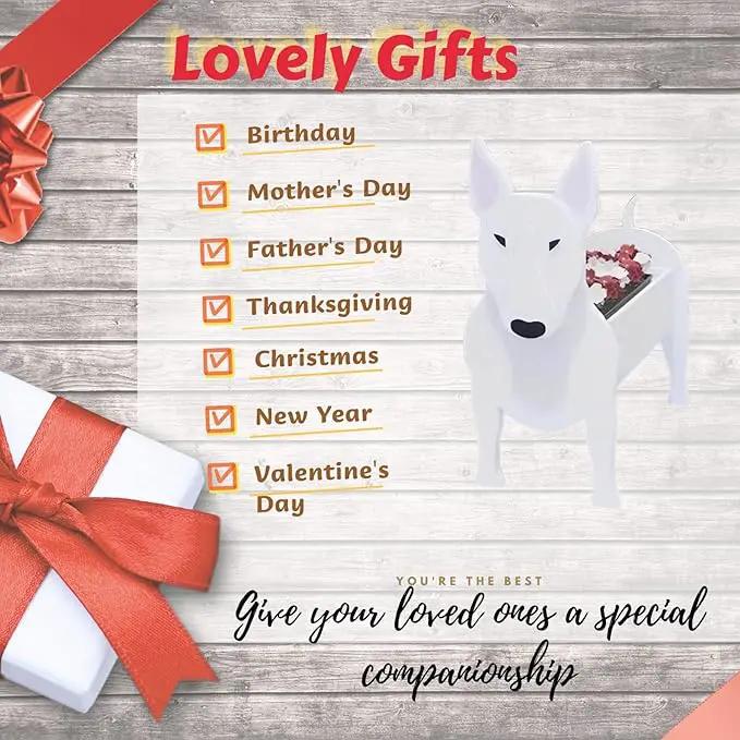 Bull Terrier Dog Planter Plant Pots,Cute Garden Dog Flower Planter,Dog Planters Birthday Gifts for Women,Office,Indoor/Outdoor Decor（9.45 * 5.57 * 13.39in） by GreenHaven Gardens