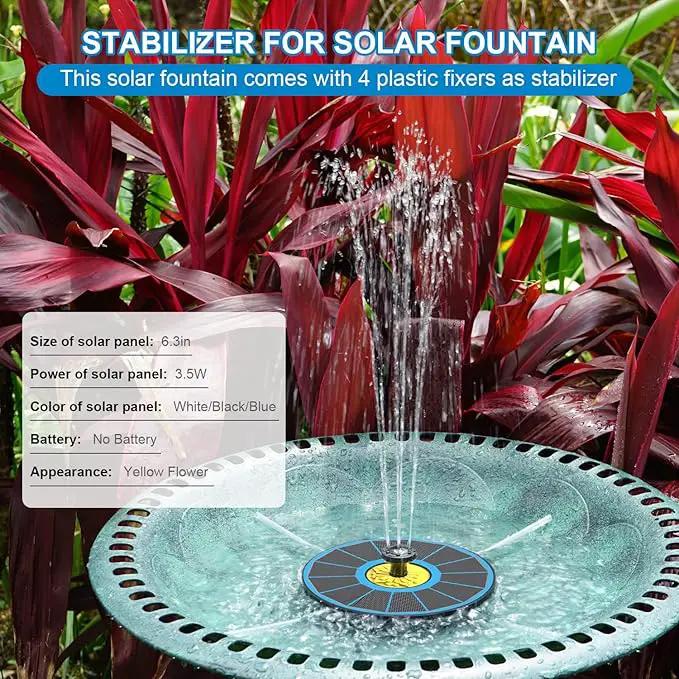 Solar Fountain for Bird Bath, 3.5W Upgraded Solar Bird Bath Fountain with 4 Fixed Pipes 7 Nozzles No Battery, Solar Fountain Pump for Bird Bath Small Ponds Pool Outdoor(Blue) by GreenHaven Gardens
