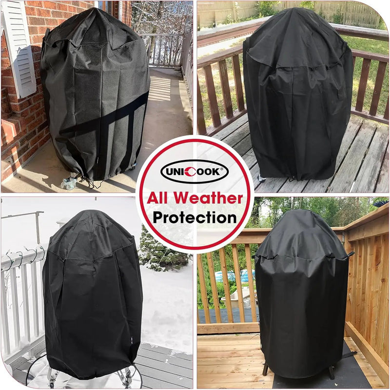 Unicook Round Smoker Cover 30 Inch, Heavy Duty Waterproof Charcoal Kettle BBQ Grill Cover, Fade Resistant Barrel Protector, Fits Weber Char-Griller Akorn Kamado and More, 30" Dia x 36" H by GreenHaven Gardens