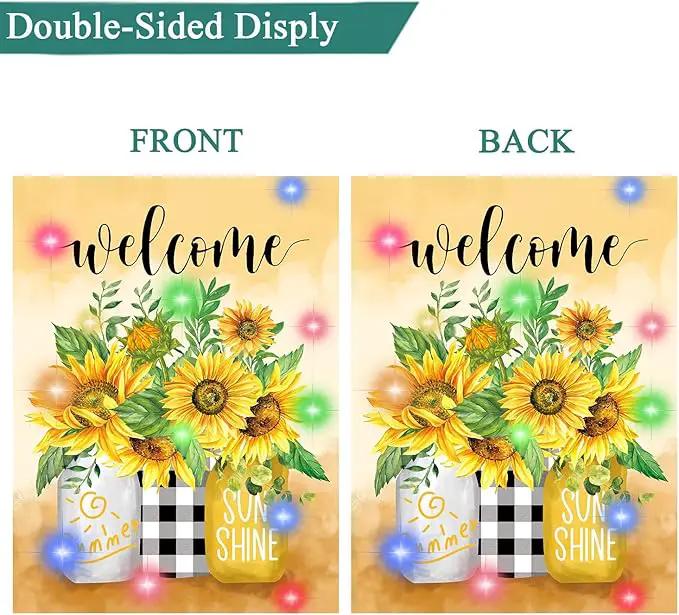 Lighted Seasonal Garden Flags Set of 12 Double Sided 12 x 18 Inch LED Yard Flags, Small Flags for Outside, Fall Winter Halloween Christmas Outdoor Flags,Solar Holiday Garden Flags for All Seasons by GreenHaven Gardens