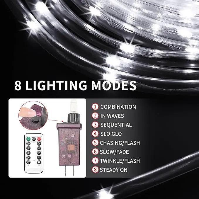 LED Rope Lights for Outside 20Ft Waterproof Led Rope Lighting 86 LEDs 110V 8 Modes Remote Control Timer Led Strip Light for Indoor Outdoor Party Holiday Garden Decoration (White) by GreenHaven Gardens