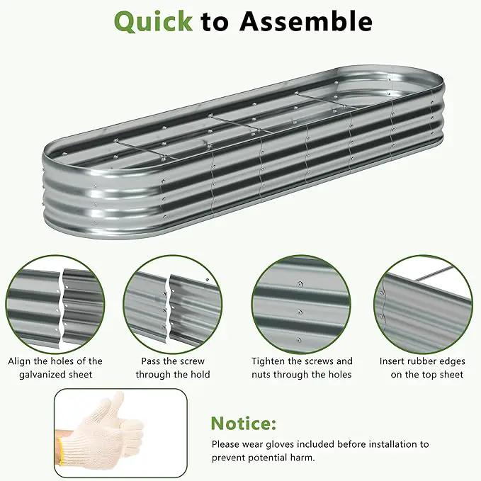 8x2x1ft(2 Pack) Oval Galvanized Raised Garden Bed,Outdoor Planter Box Metal Patio Kit Planting Bed for Vegetables Flowers and Succulents by GreenHaven Gardens
