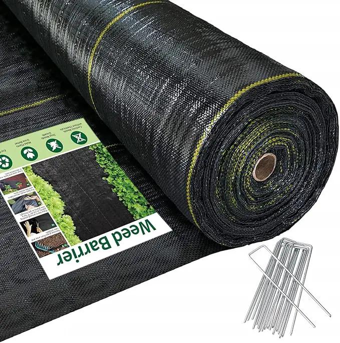 5ft x100ft Black Weed Barrier Landscape Premium Fabric-Heavy Duty Woven Ground Cloth with Superior Permeability Weed Control Convenient Design by GreenHaven Gardens