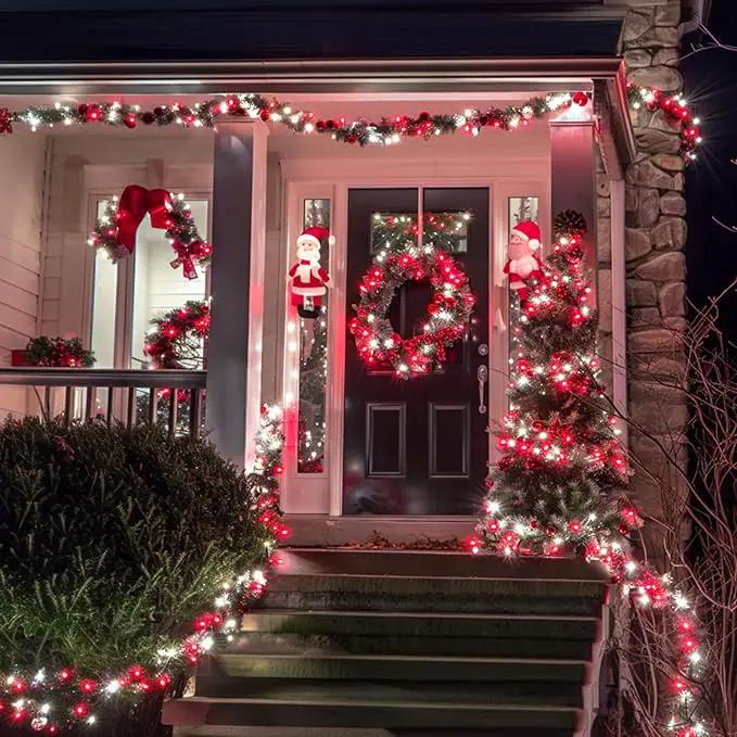 JMEXSUSS 2 Pack Red and White Solar Christmas Lights, Total 400 LED 151FT Solar String Lights Outdoor Waterproof, 8 Modes Solar Lights for Outside Tree Patio Christmas Decorations by GreenHaven Gardens