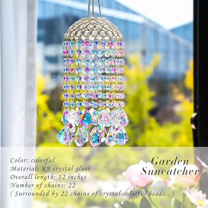 Crystal Chandelier Wind Chimes Suncatcher Pendant, Aurora Light Catcher for Window Indoor Outdoor Ornament, Gift for Mothers Day Christmas Day by GreenHaven Gardens