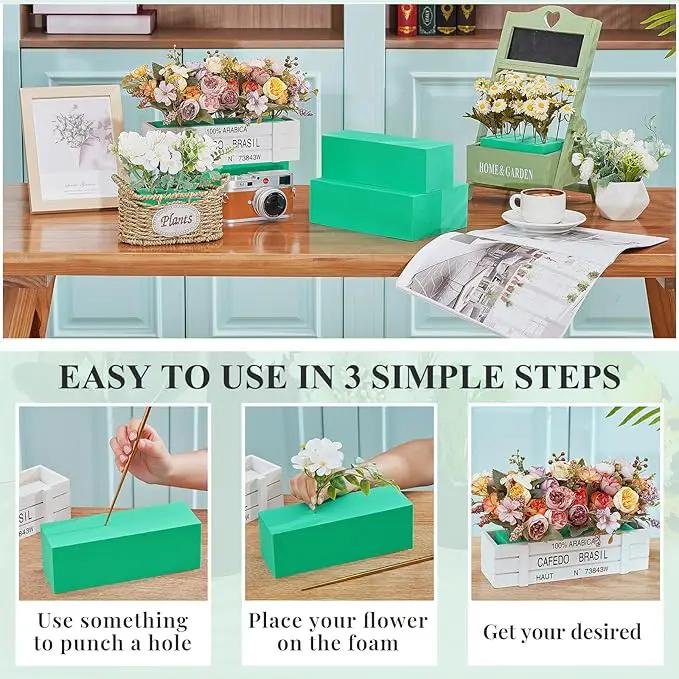 Lallisa 8 Pcs Reusable Floral Foam Blocks 9 x 3 x 3 Water Weather Resistant Dry Floral Foam for Artificial Flower Arrangements Outdoor Flower Boxes Outside Hanging Planters Wedding Home Decor (Green) by GreenHaven Gardens