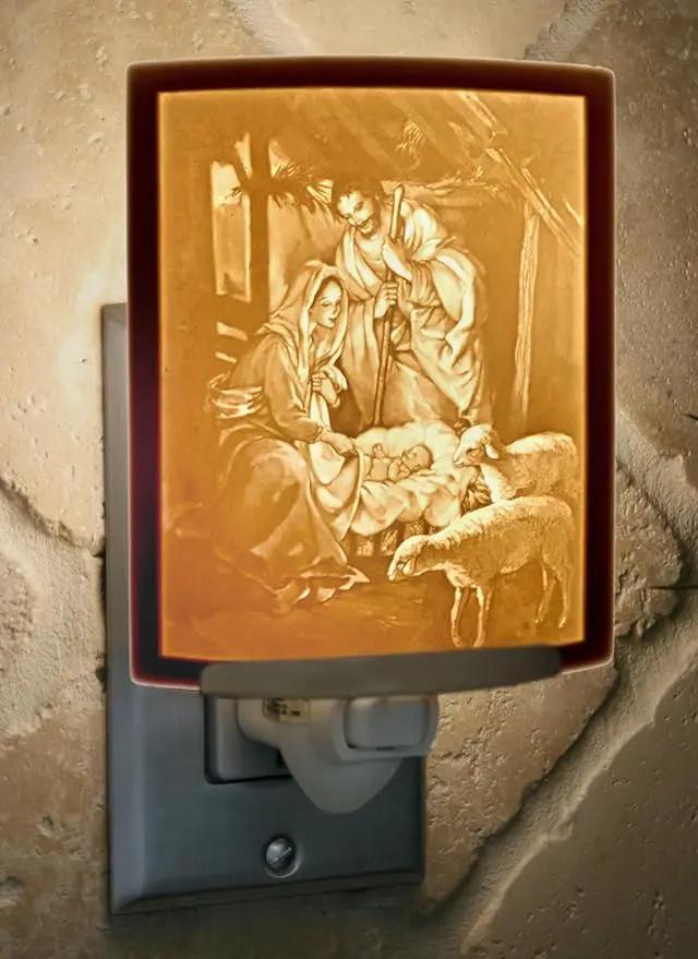 Nativity - Translucent Porcelain Lithophane Christmas Night Light by GreenHaven Gardens