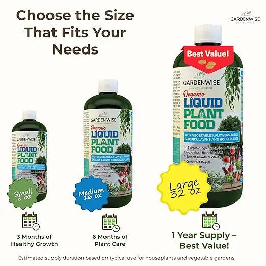 Organic Liquid Plant Food for Indoor Houseplants – All Purpose Fertilizer for Potted Plants, Vegetables, Succulents, Orchids, Roses – Miracle Growth with Mycorrhizae (32 oz) by GreenHaven Gardens