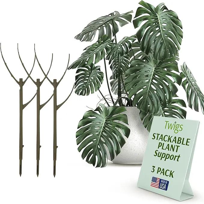 Stackable Plant Support Stakes, Stem Holder Structures for Indoor & Outdoor Use, Garden Accessories for Climbing & Potted Plants, Trellis Alternative - Moonstone, 3 Pack, 17" L by GreenHaven Gardens