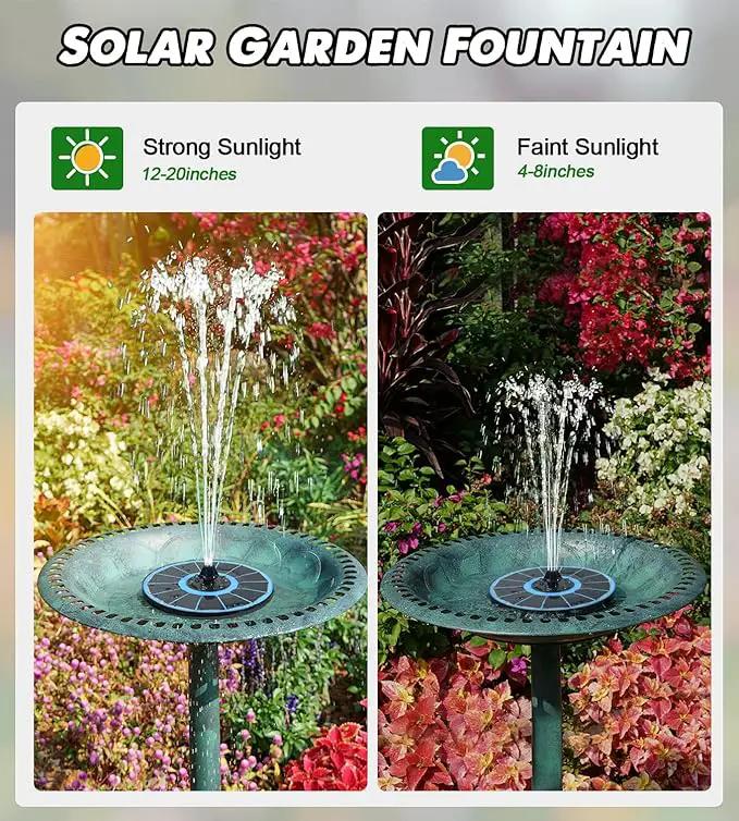 Solar Fountain Glass Panel with 2200 mah Battery, 3.5W Floating Solar Water Fountain with 4 Fixed Rods, Solar Fountain Pump for Bird Bath, Garden, Pond, Pool, Outdoor-Colorful Lights by GreenHaven Gardens