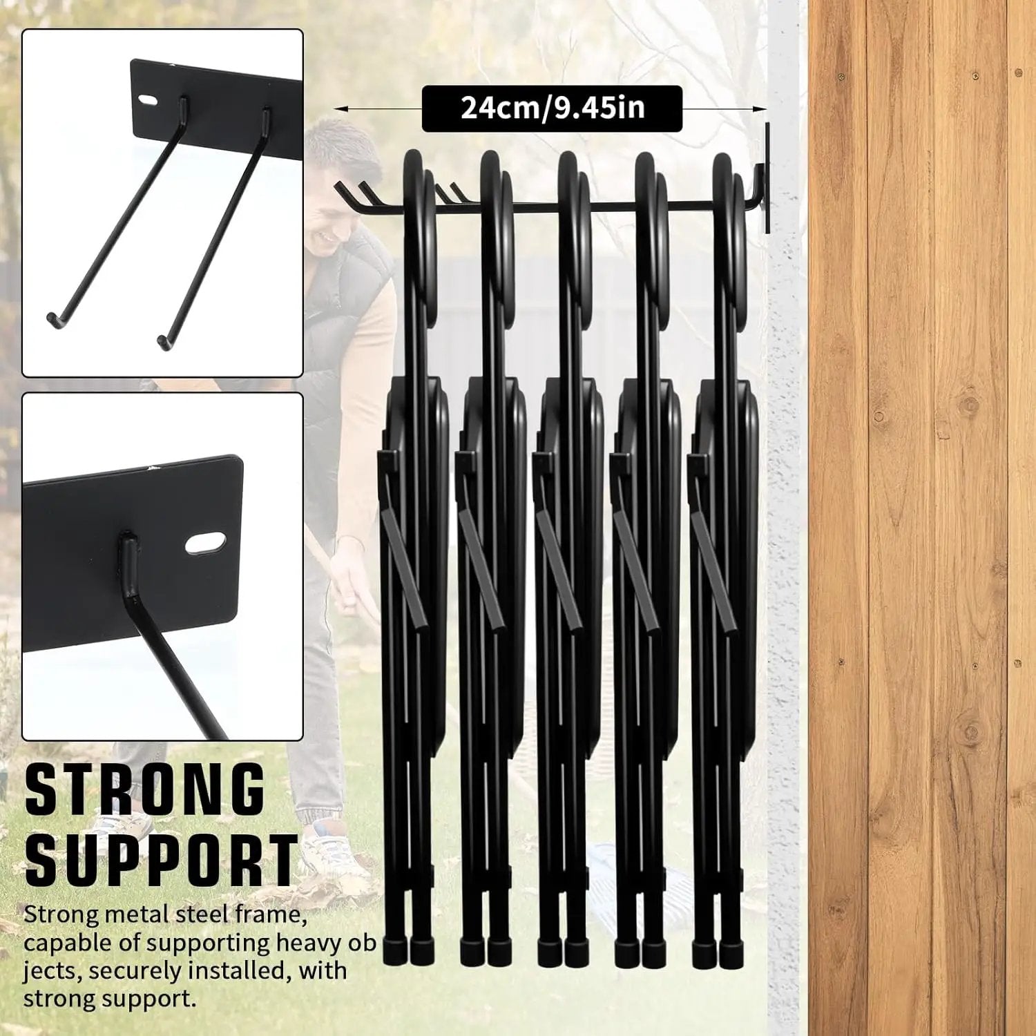 Folding Chair Storage Rack for Chair Organization and Garage Wall Mount Storage, Garden Tool Rack Organizer (2 Pack) by GreenHaven Gardens
