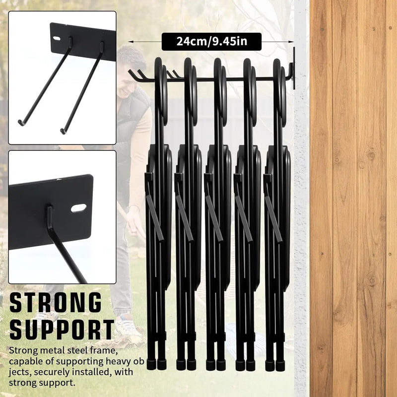 Folding Chair Storage Rack for Chair Organization and Garage Wall Mount Storage, Garden Tool Rack Organizer (2 Pack) by GreenHaven Gardens