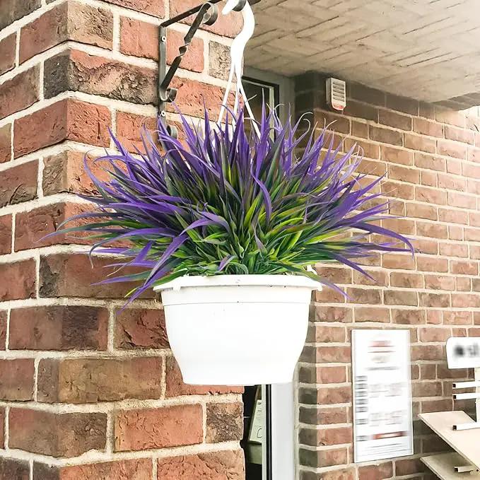 Uieke 28 Bundles Artificial Outdoor Plants UV Resistant Fake Grass Plants Faux Plastic Plants Greenery Shrubs for Home Garden Pathway Window Box Front Porch Cemetery Spring Summer Decor, Purple by GreenHaven Gardens