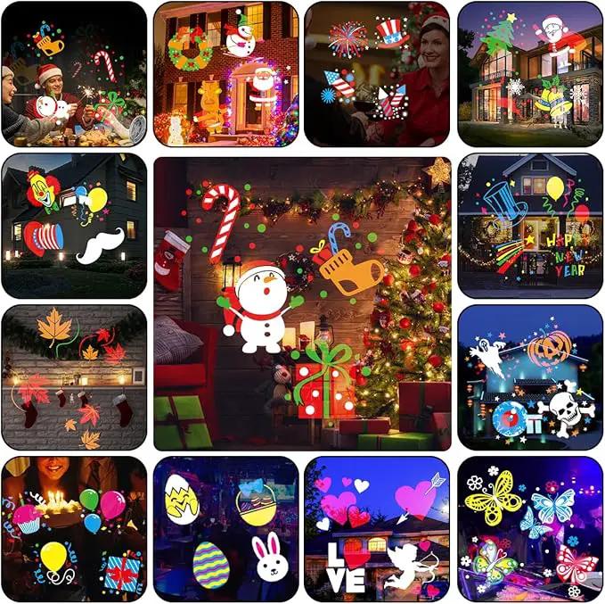 Holiday Projector Light, Syslux Halloween Christmas Projector Lights 16 HD Slides LED Waterproof Light Outdoor Indoor Light with Remote Control for Party Garden Halloween Xmas Holiday Landscape Decor by GreenHaven Gardens