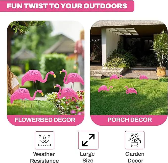 4E's Novelty 4 Pink Flamingos Yard Decorations - Large 23" Flamingos Yard Ornaments - Pink Flamingos for Yard Sculptures & Statues - Lawn Flamingos Outdoor Garden Decor, Weather Resistant by GreenHaven Gardens