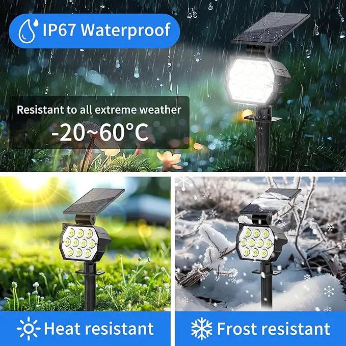 Solar Spot Lights Outdoor Waterproof IP67, 8 Pack - 50 LED Adjustable Solar Powered Landscape Spotlight with 3 Lighting Modes, Stake Light for Outside Yard Lawn Pathway Tree (Cool White) by GreenHaven Gardens
