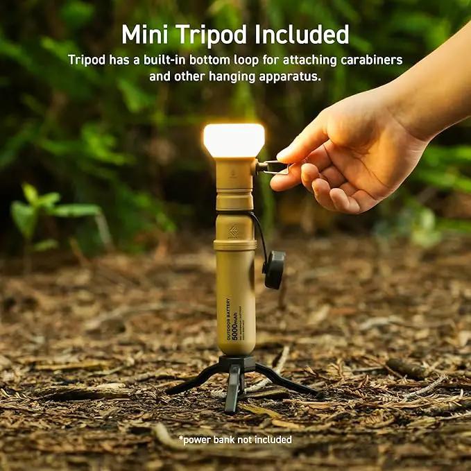 ELECOM NESTOUT Outdoor Camping LED Lantern w/ Mini Tripod, Dimmable USB Powered Soft LED Light, IP44 Water Dust Resistant, 10-350 Lumen, Portable Lamp for NESTOUT Power Bank, Beige (LAMP-1) by GreenHaven Gardens