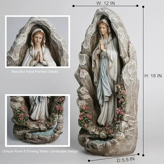 Our Lady of Lourdes Statue - 18 Inches Virgin Mary Statue Catholic Garden Decor, Our Lady of Lourdes Grotto Sculpture for Home Yard Patio Lawn Hallway Decor by GreenHaven Gardens