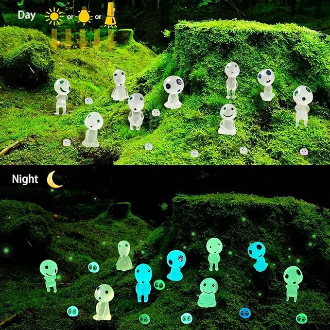 BEZALEL Glow in Dark Tree Elves, 28 Pcs Mini Fairy Garden Accessories, Luminous Ghost Micro Landscape Decorations, Miniature Glow Tree Spirits Outdoor for Bonsai Succulent Terrarium Decor by GreenHaven Gardens