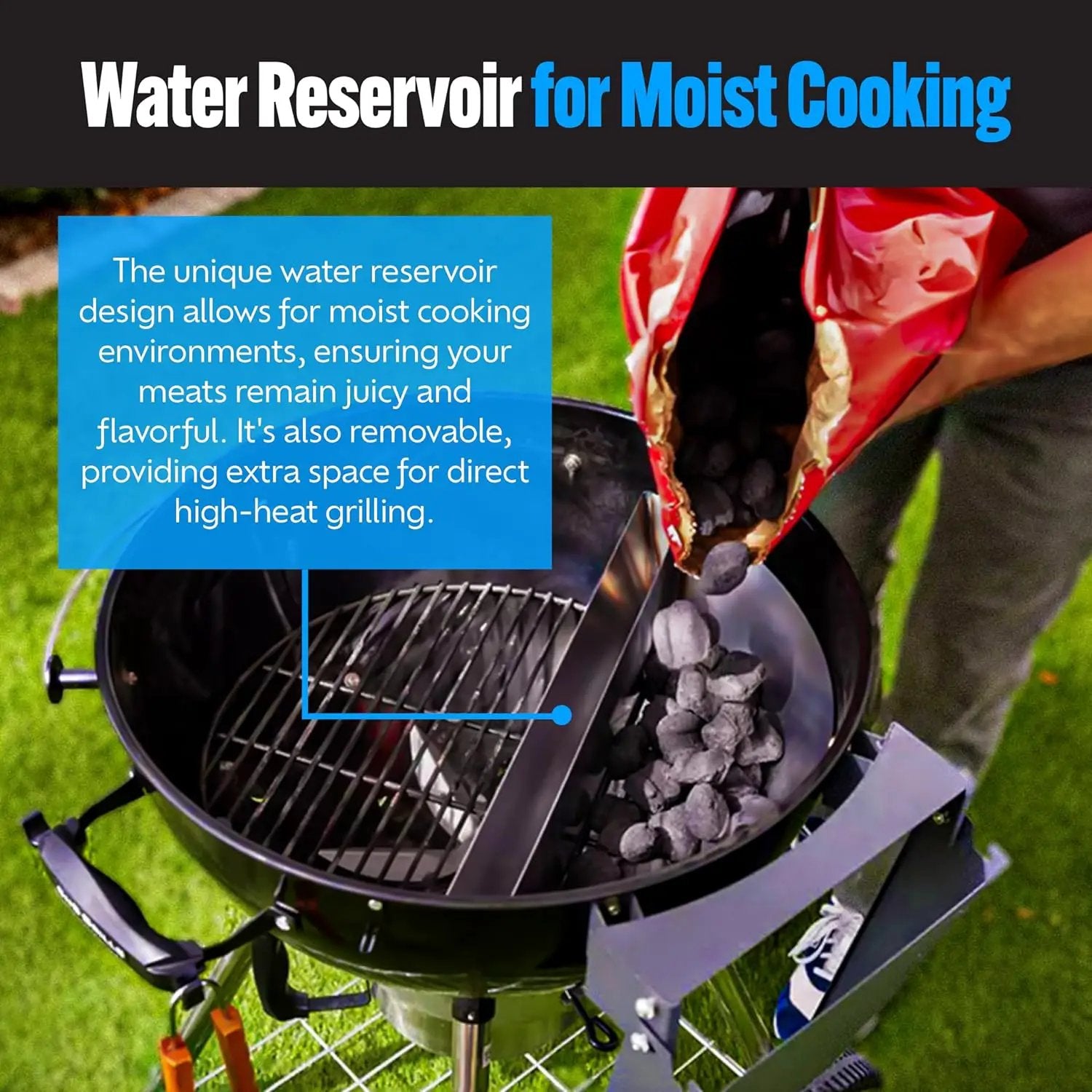 SnS Grills Slow ‘N Sear Charcoal Inserts for Low ‘N Slow & High-Heat Cooking - Patented Stainless Steel Accessories for Kettle Grills - Low Profile 22" by GreenHaven Gardens