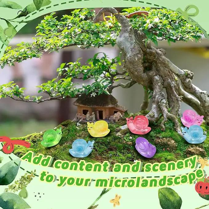 180 Pcs Luminous Resin Snail Miniatures Mini Animals Figures Cute Snail Figurine Fairy Decor Animal Ornament for Garden Landscape Home Accessories Craft Cake Decoration DIY by GreenHaven Gardens