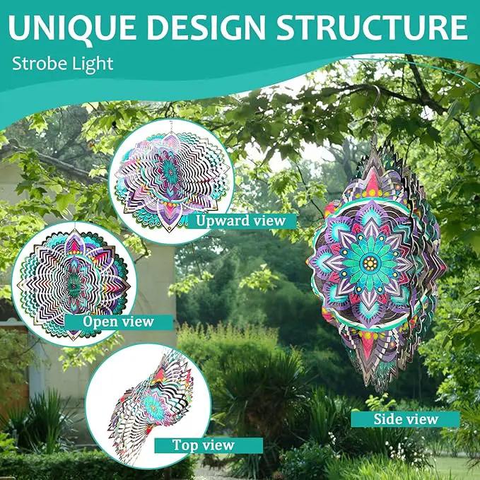 Wind Spinner for Yard and Garden,12in 3D Wind Spinner Mandala Purple Starlight,Wind Spinners Outdoor&Indoor Yard Art Decor,Christmas Decoration,Wind Sculpture Gift for Women/Mother/Men by GreenHaven Gardens