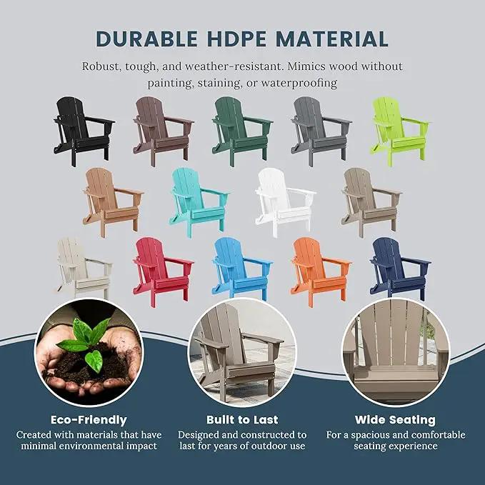 Westin Outdoors Laguna WO Home Furniture Adirondack Chair 4 PC Set Classic Outdoor Patio Folding Chair for Bon Fire Pit Lawn Backyard Beach Plastic Weather-Resistant (WeatherWood) by GreenHaven Gardens
