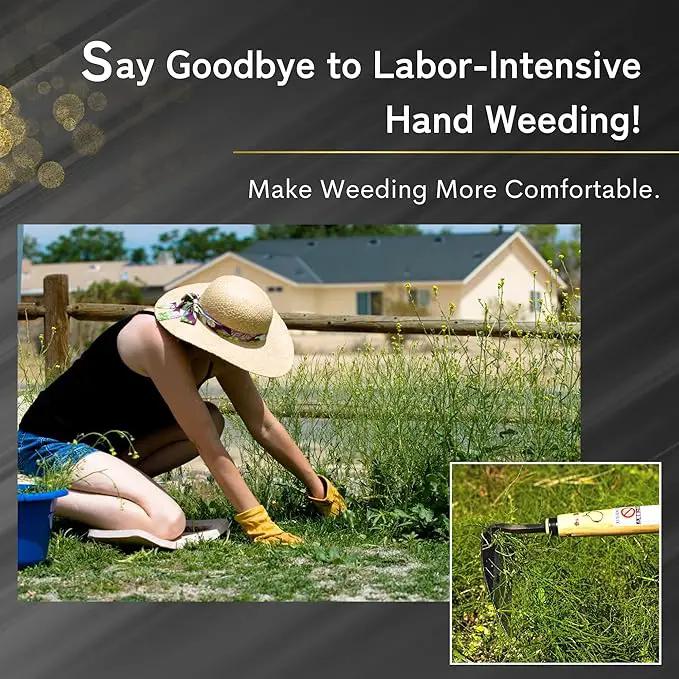 Premium Japanese Weeding Sickle Hand Hoe for Gardening - Ideal for Planting, Plowing, Digging & More - Durable, Ergonomic Design, and Sharp Blade for Effortless Work by GreenHaven Gardens