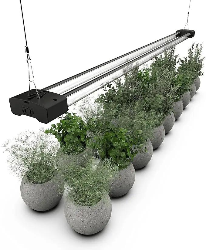 BoostGro LED Grow Light Full Spectrum 5000K Daylight + 660nm Red Linkable Indoor Plant Lighting Fixture Tubes (4 FT, Black) by GreenHaven Gardens