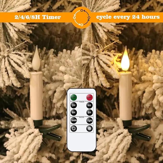 DRomance Christmas Tree Flameless Taper Candle Lights Battery Operated with 10-Key Remote and Timer, 30 Pack Plastic 3D Wick Flickering LED Taper Candles Multi-Using Home Garden Holiday Decor 3.4" by GreenHaven Gardens