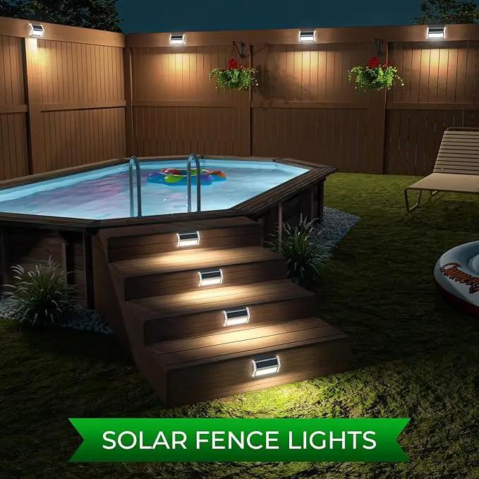 JSOT Solar Step Stair Lights Outdoor Yard Decor 8 Pack, 9LED Deck Lighting for Outside Solar Powered - IP55 Waterproof, Solar Garden Light Decor for Fence, Backyard, Front Porch Step, Wall, Patio by GreenHaven Gardens