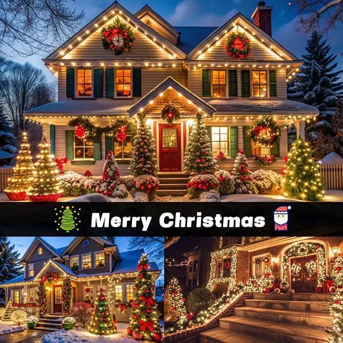 OZS 2PK 240LED 95FT Solar String Lights Outdoor Waterproof, Solar Christmas Light Auto On/Off, Green Wire Solar Tree Lights with 8 Lighting Modes for Party Garden Christmas Decorations (Warm White) by GreenHaven Gardens