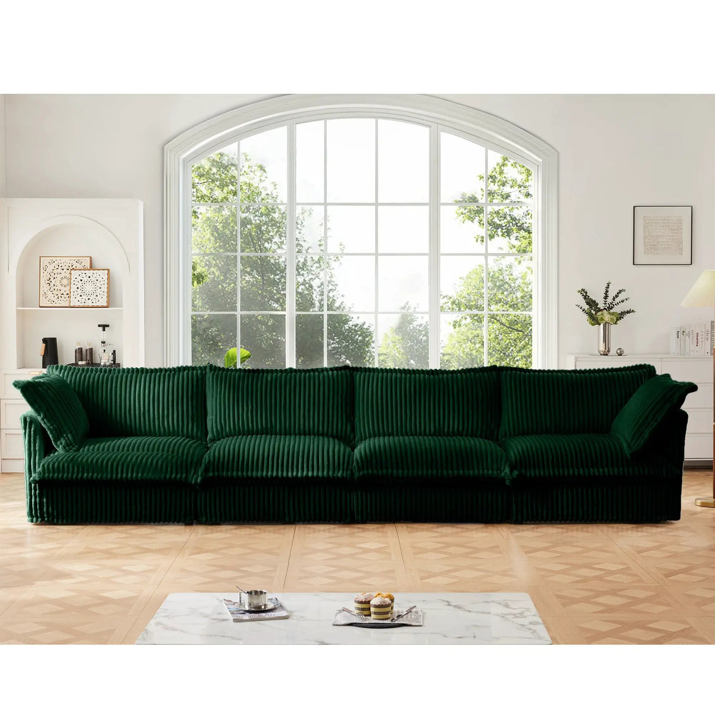 Slipcovered Long Sofa - 4 Seater Living Room Couch by HouseOfZazla