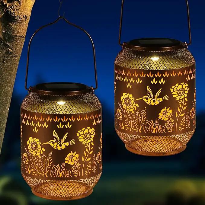 Solar Lanterns Outdoor Waterproof Christmas Birthdays Gifts for Women Mom Grandma Butterfly Garden Decor Metal Hanging Solar LED Lights for Patio(Butterfly Flock-2P) by GreenHaven Gardens