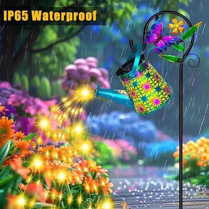 Solar Watering Can with Lights, Waterproof Solar Lantern with Butterfly Shepherd Hook, Hanging Garden Lights for Patio Yard Lawn Porch Outdoor Decoration, Unique Garden Gifts for Women by GreenHaven Gardens