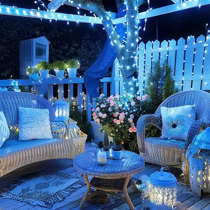 JMEXSUSS 66ft 200 LED Blue Christmas Lights Indoor Outdoor, Connectable Blue String Lights Clear Wire Plug in, 8 Modes Blue Fary Lights for Halloween Tree Party Bedroom Wall Christmas Decoration by GreenHaven Gardens