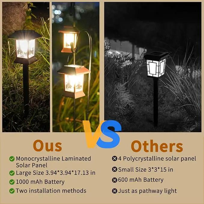 Solar Pathway Lights Outdoor Waterproof IP65, Brown Solar Lights Outdoor with Hook 6PK, Upgraded 1000mAH Battery, Up to 12Hrs, Auto On/Off, Garden Decor for Yard, Driveway, Walkway (Bulb) by GreenHaven Gardens