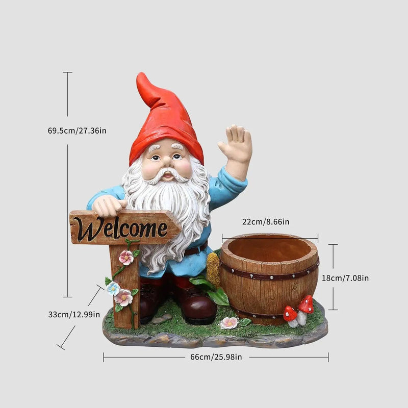 Outdoor Garden Sculpture Gnome Flower Pot Planter by HouseOfZazla