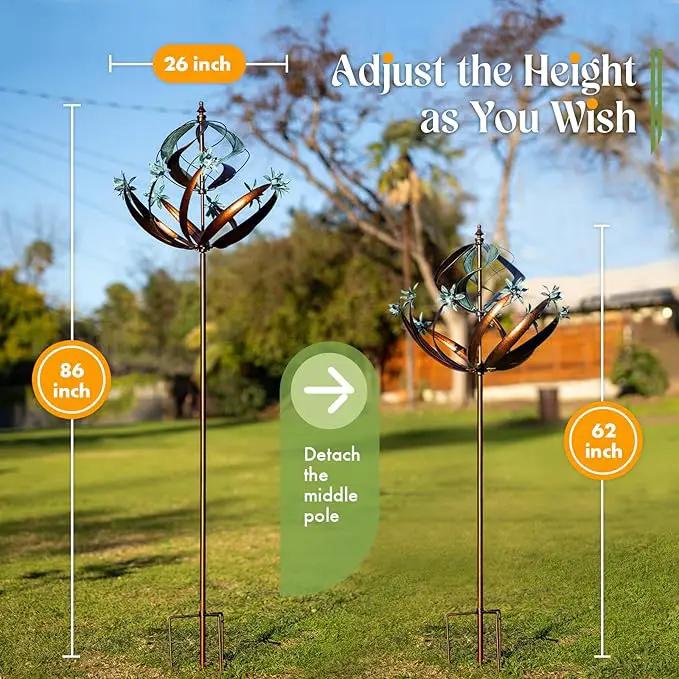 Outdoor Metal Wind Spinner for Yard Garden - Large Kinetic Wind Sculptures Spinners Outdoor, Gift for Birthday, Anniversary, Housewarming, Christmas (W26 x H86) by GreenHaven Gardens