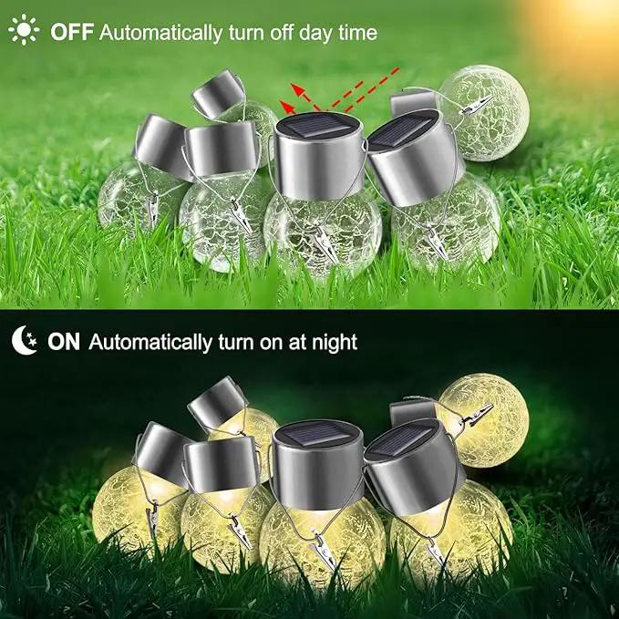 Solar Lights Outdoor Hanging Decorative Globe 24 Pack, Waterproof Solar Lantern with Handle and Clip, Solar Powered Glass Ball Lights for Garden Yard Fence Tree Umbrella Holiday Décor, Warm White by GreenHaven Gardens