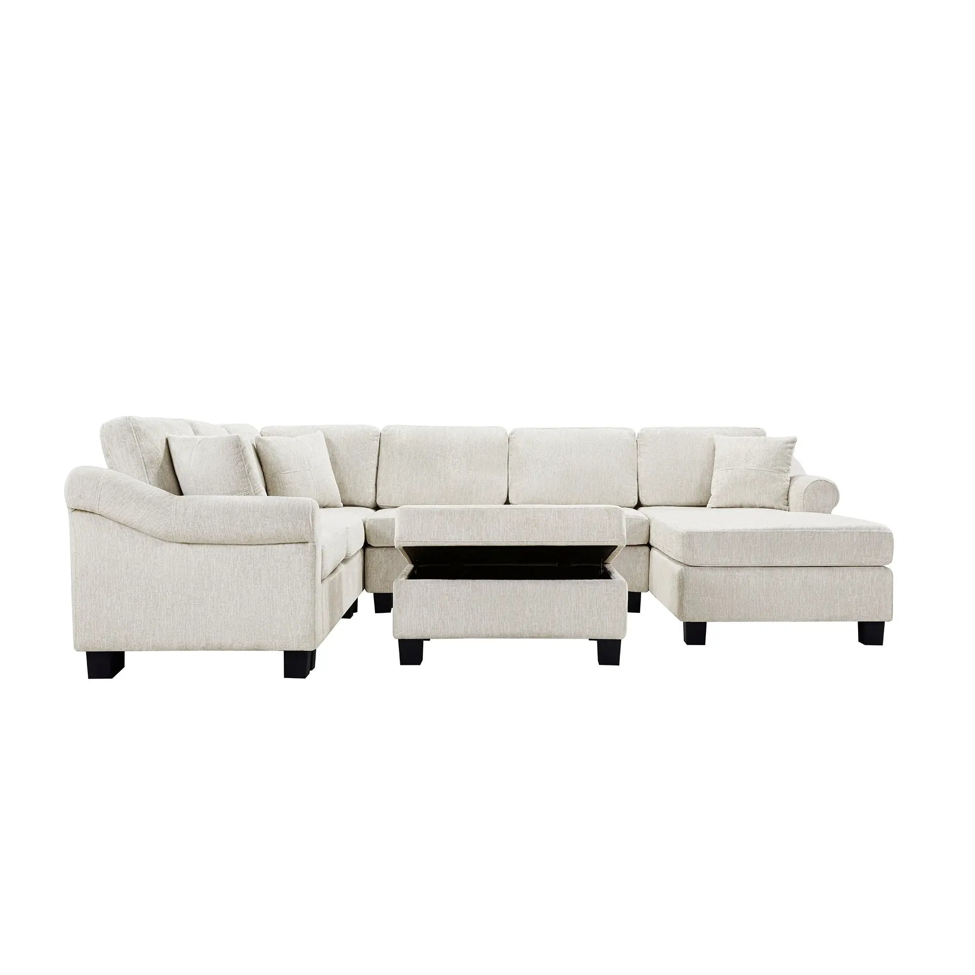 Contemporary U - Shaped Sectional Sofa With Movable Storage Ottoman by HouseOfZazla