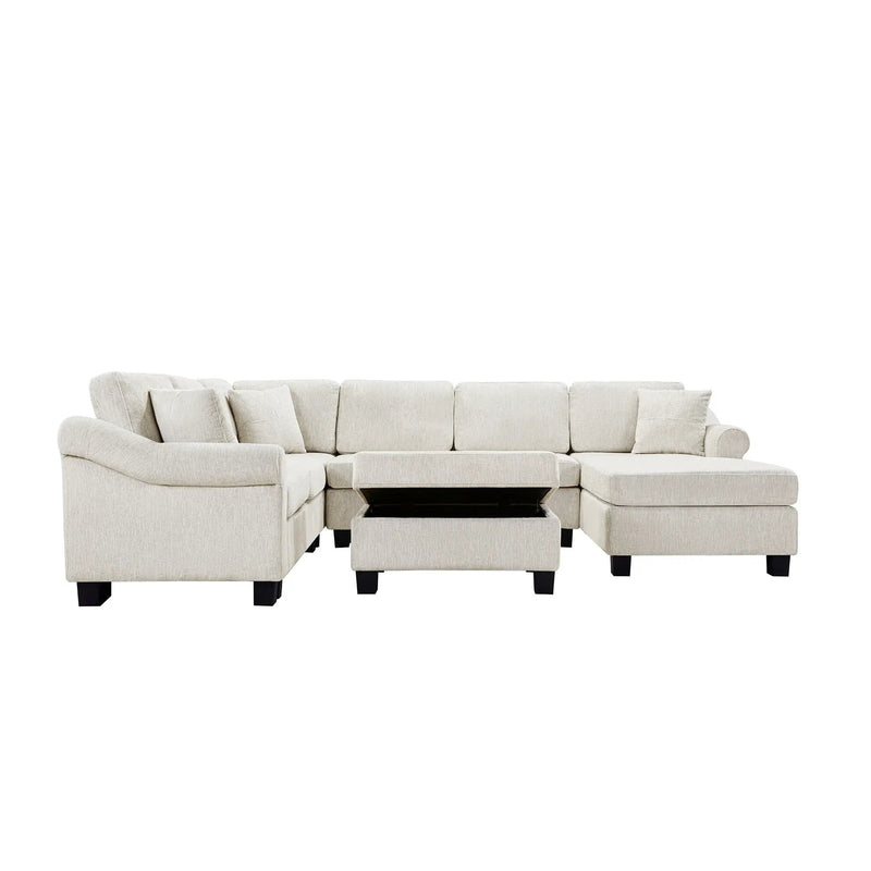 Contemporary U - Shaped Sectional Sofa With Movable Storage Ottoman by HouseOfZazla